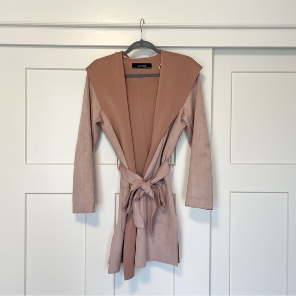 Zara Jackets & Blazers - Rose Pink Zara Faux Suede Hooded Jacket